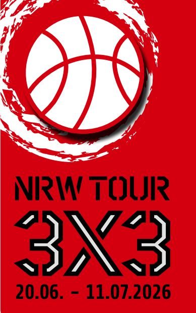 Plakat der NRW 3x3 Tour 2026, 20.06. bis 11.07.